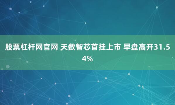 股票杠杆网官网 天数智芯首挂上市 早盘高开31.54%